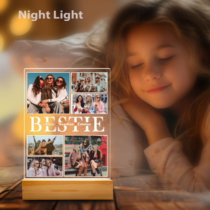 Custom BFF Photo Gift, Personalized Graduate Night Light, Besties Picture Keepsake, Birthday or Graduation Gift for Friend (GNL-33)