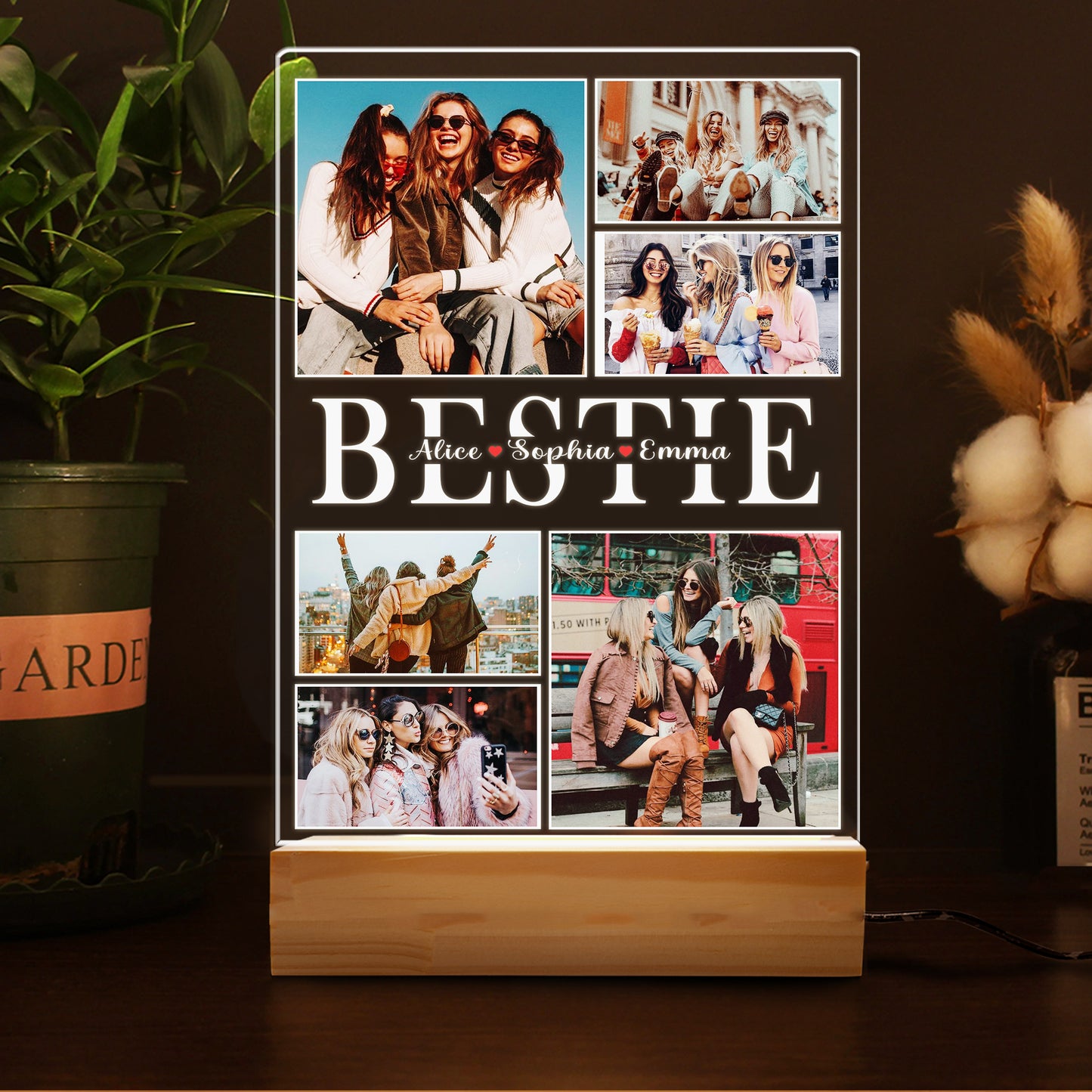 Custom BFF Photo Gift, Personalized Graduate Night Light, Besties Picture Keepsake, Birthday or Graduation Gift for Friend (GNL-33)