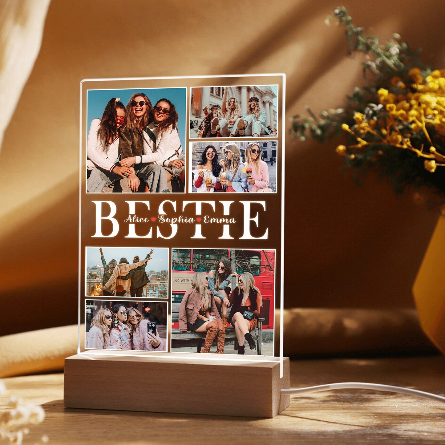 Custom BFF Photo Gift, Personalized Graduate Night Light, Besties Picture Keepsake, Birthday or Graduation Gift for Friend (GNL-33)