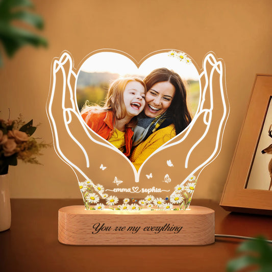 Mom Night Light - Custom Acrylic Frame With Photo, Unique Mother’s Day Gift From Child, Birthday Keepsake Lamp (MNL-20)