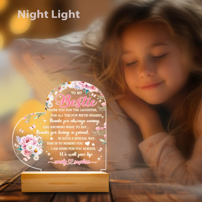 Personalized Mom Night Light, Birthday Gift for Mom, LED Lamp with Wood Base, Engraved Sleep Light for Mother's Day, Thanksgiving Gift (MNL-15)