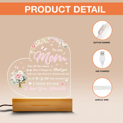 To the Best Mom Ever - Personalized Mom Night Light from Daughter, A Touching Keepsake to Celebrate Motherhood (MNL-04)