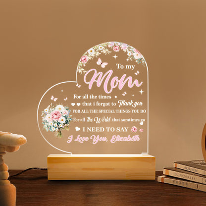 To the Best Mom Ever - Personalized Mom Night Light from Daughter, A Touching Keepsake to Celebrate Motherhood (MNL-04)