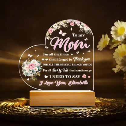 To the Best Mom Ever - Personalized Mom Night Light from Daughter, A Touching Keepsake to Celebrate Motherhood (MNL-04)
