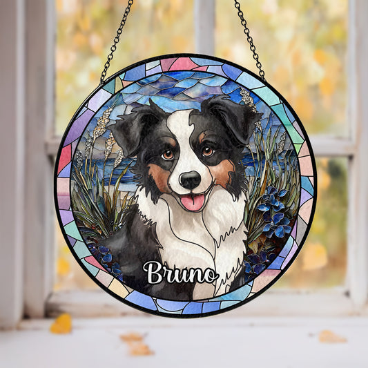 Custom Photo Portrait Pets Family - Personalized Stained Glass Suncatcher for Windows (Sun-05)
