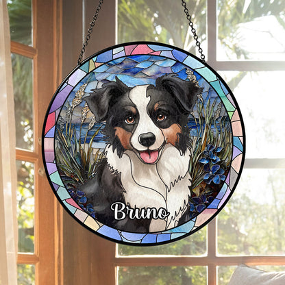 Custom Photo Portrait Pets Family - Personalized Stained Glass Suncatcher for Windows (Sun-05)