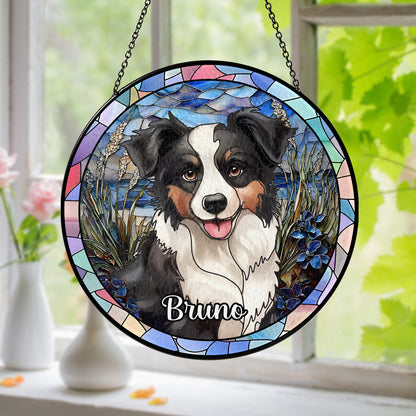 Custom Photo Portrait Pets Family - Personalized Stained Glass Suncatcher for Windows (Sun-05)