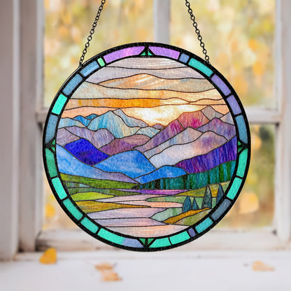 Custom Family & Pet Photo Portrait Glass Suncatcher For Window (Sun-07)
