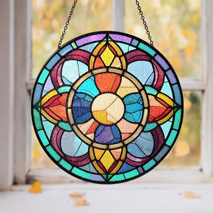Custom Family & Pet Photo Portrait Glass Suncatcher For Window (Sun-07)