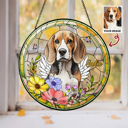 Personalized Pet & Family Photo Portrait - Personalized Stained Glass Suncatcher for Windows (Sun-01)