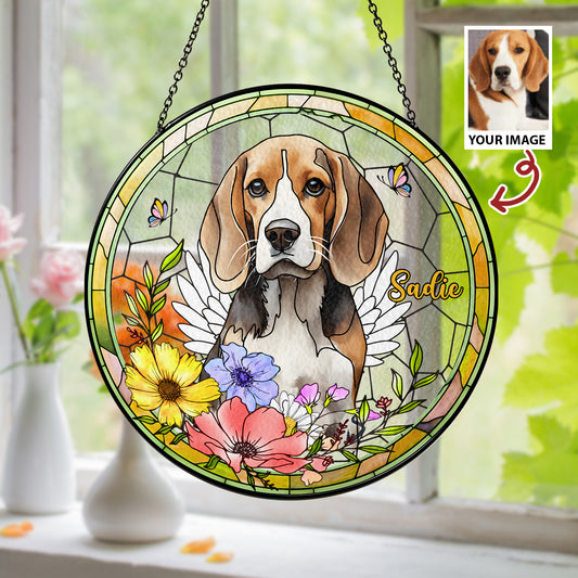 Personalized Pet & Family Photo Portrait - Personalized Stained Glass Suncatcher for Windows (Sun-01)