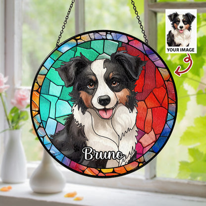 Personalized Pet Ornament – Custom Stained Glass Suncatcher (Sun-06)