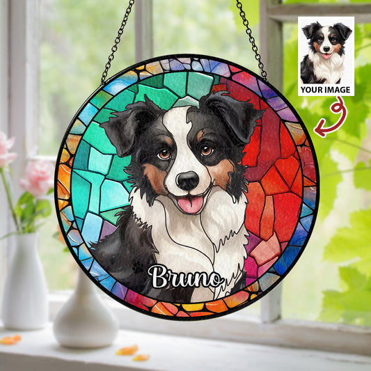 Personalized Pet Ornament – Custom Stained Glass Suncatcher (Sun-06)