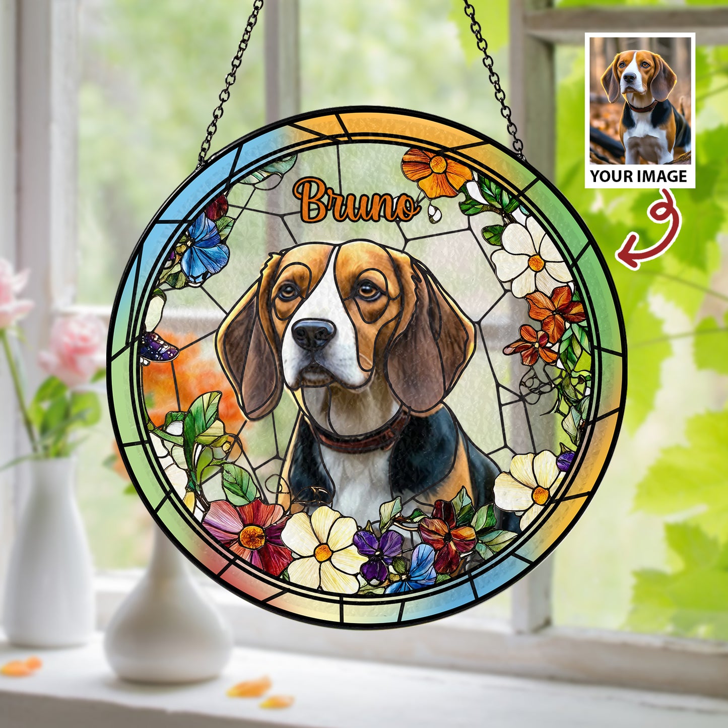 Custom Engraved Glass Suncatcher for Dog Families – A Beautiful Memorial Gift to Remember Your Furry Friend (Sun-26)