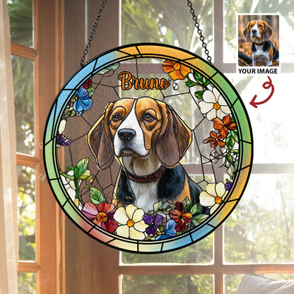 Custom Engraved Glass Suncatcher for Dog Families – A Beautiful Memorial Gift to Remember Your Furry Friend (Sun-26)