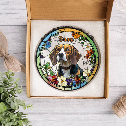 Custom Engraved Glass Suncatcher for Dog Families – A Beautiful Memorial Gift to Remember Your Furry Friend (Sun-26)