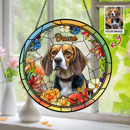 Custom Engraved Glass Suncatcher for Dog Families – A Beautiful Memorial Gift to Remember Your Furry Friend (Sun-26)