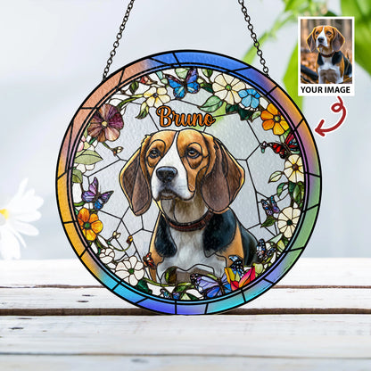 Custom Engraved Glass Suncatcher for Dog Families – A Beautiful Memorial Gift to Remember Your Furry Friend (Sun-26)