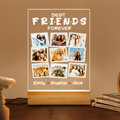 FRIENDS Style Photo Collage Gift, Graduate Night Light for BFF, Best Friend Custom Print, Besties Picture Gift (GNL-32)