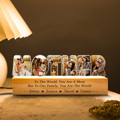 Custom Family Mom Night Light – Featuring a Heartwarming Photo of Mom and Child with Names of Loved Ones Below  (MNL-07)
