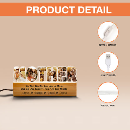 Custom Family Mom Night Light – Featuring a Heartwarming Photo of Mom and Child with Names of Loved Ones Below  (MNL-07)