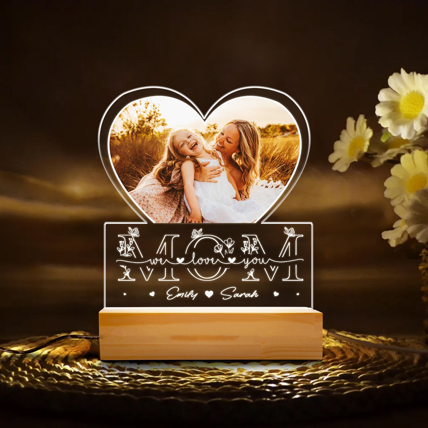 Mom Night Light with Personalized Name and Photo – Thoughtful Gift for Mother's Day, Birthday, or Holiday Celebration (MNL-05)