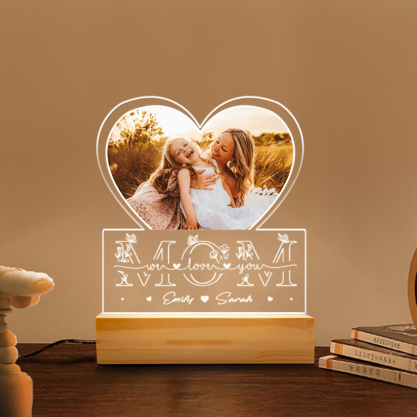 Mom Night Light with Personalized Name and Photo – Thoughtful Gift for Mother's Day, Birthday, or Holiday Celebration (MNL-05)