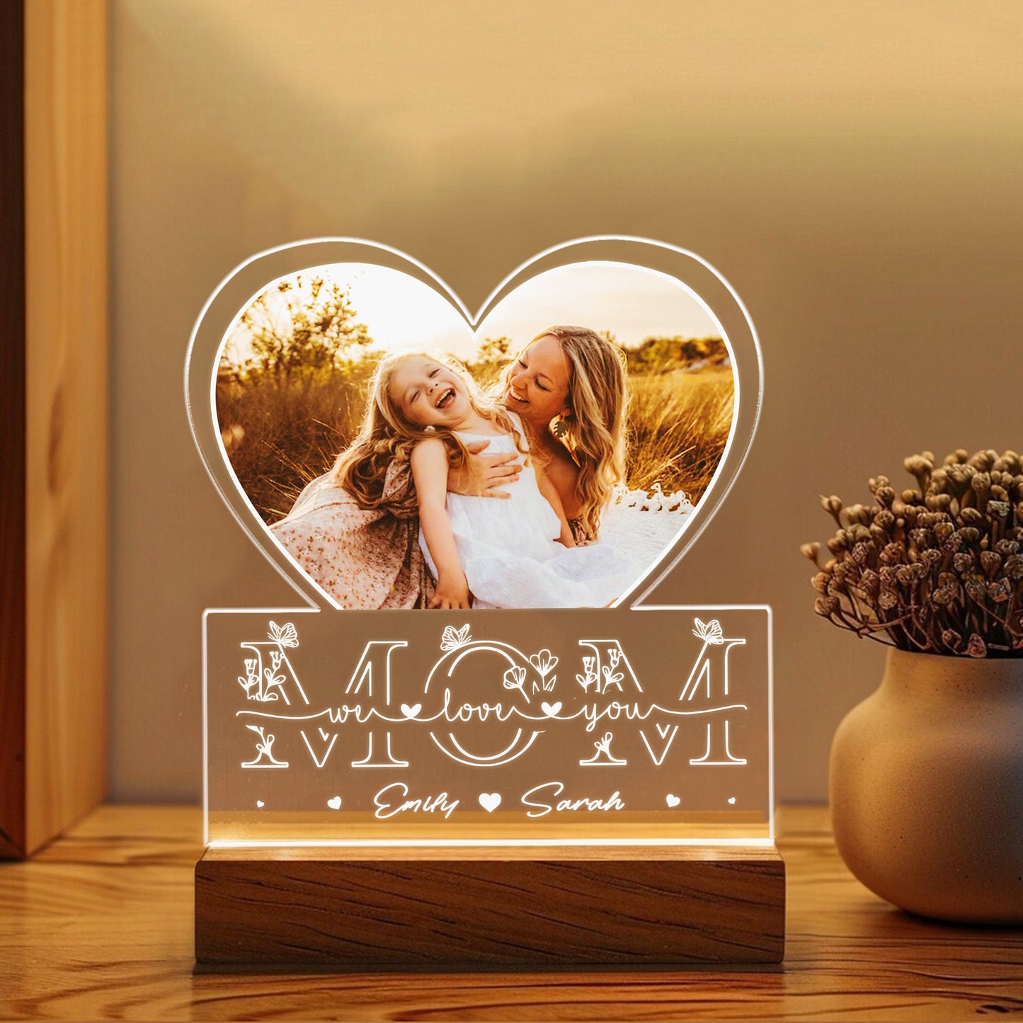 Mom Night Light with Personalized Name and Photo – Thoughtful Gift for Mother's Day, Birthday, or Holiday Celebration (MNL-05)