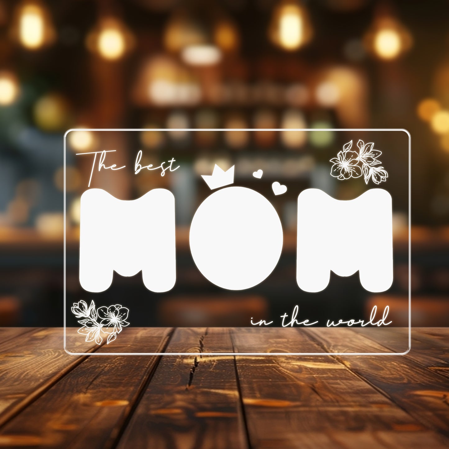 Personalized Picture Frames with Photo, Custom Acrylic Plaque Photo Frame with Night Light, Personalized Gifts for Mom from Daughter, Son, Kids (MNL-14)
