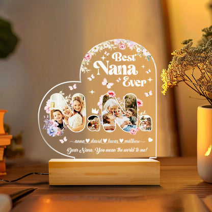 Mom Night Light, Birthday Gift for Mom from Daughter, LED Night Light with Wooden Base, Personalized Engraved Sayings, Mother's Day, Christmas Gift (MNL-13)