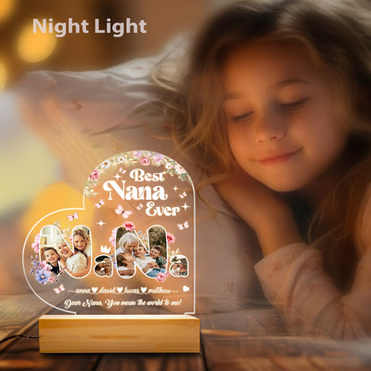 Mom Night Light, Birthday Gift for Mom from Daughter, LED Night Light with Wooden Base, Personalized Engraved Sayings, Mother's Day, Christmas Gift (MNL-13)