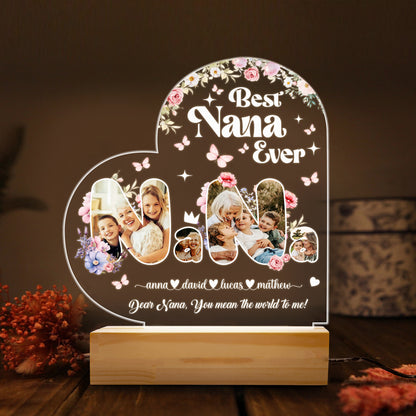 Mom Night Light, Birthday Gift for Mom from Daughter, LED Night Light with Wooden Base, Personalized Engraved Sayings, Mother's Day, Christmas Gift (MNL-13)