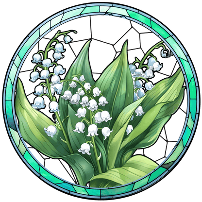 Customized Stained Glass Suncatcher with Birth Flower Design – Unique Window Decoration (Sun-03)