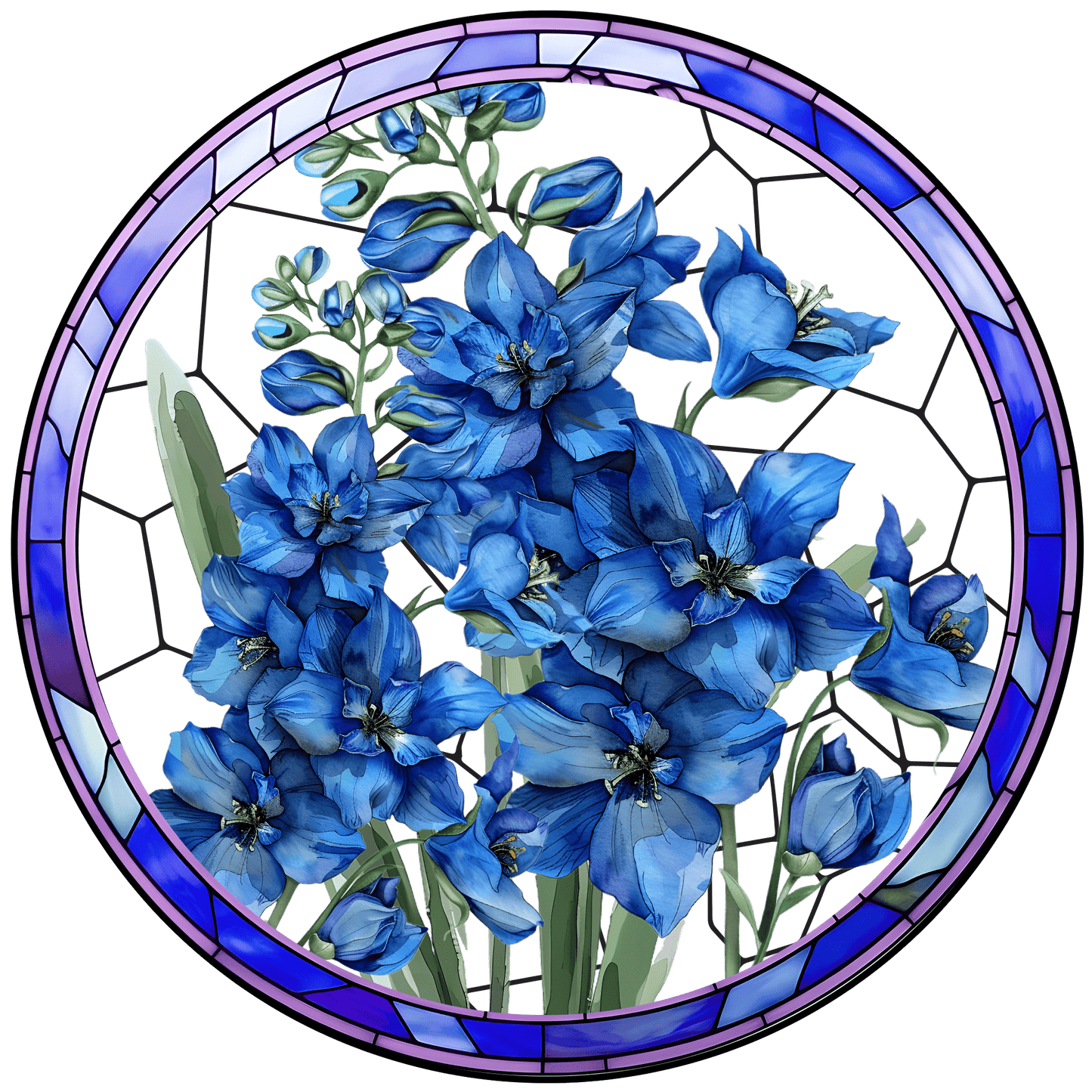 Customized Stained Glass Suncatcher with Birth Flower Design – Unique Window Decoration (Sun-03)