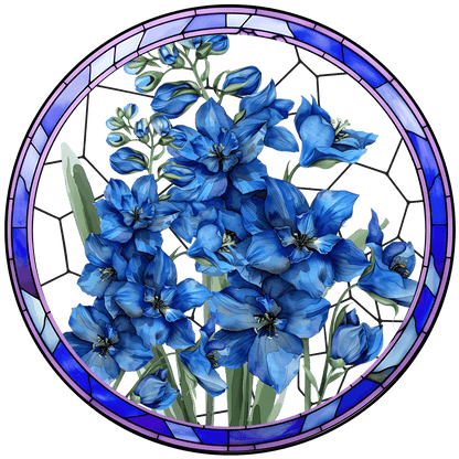 Customized Stained Glass Suncatcher with Birth Flower Design – Unique Window Decoration (Sun-03)