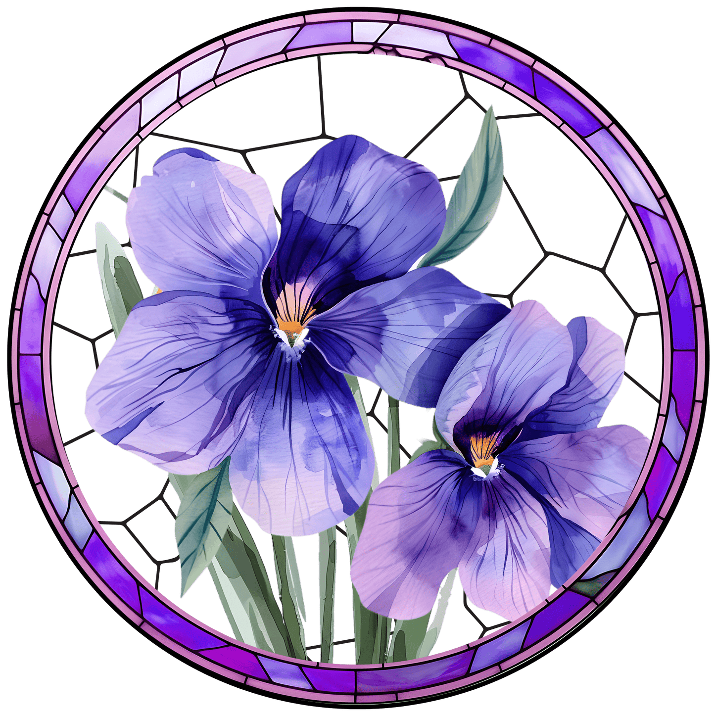 Customized Stained Glass Suncatcher with Birth Flower Design – Unique Window Decoration (Sun-03)