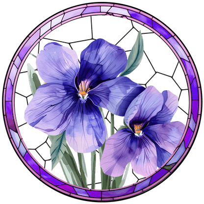 Customized Stained Glass Suncatcher with Birth Flower Design – Unique Window Decoration (Sun-03)