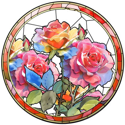Customized Stained Glass Suncatcher with Birth Flower Design – Unique Window Decoration (Sun-03)