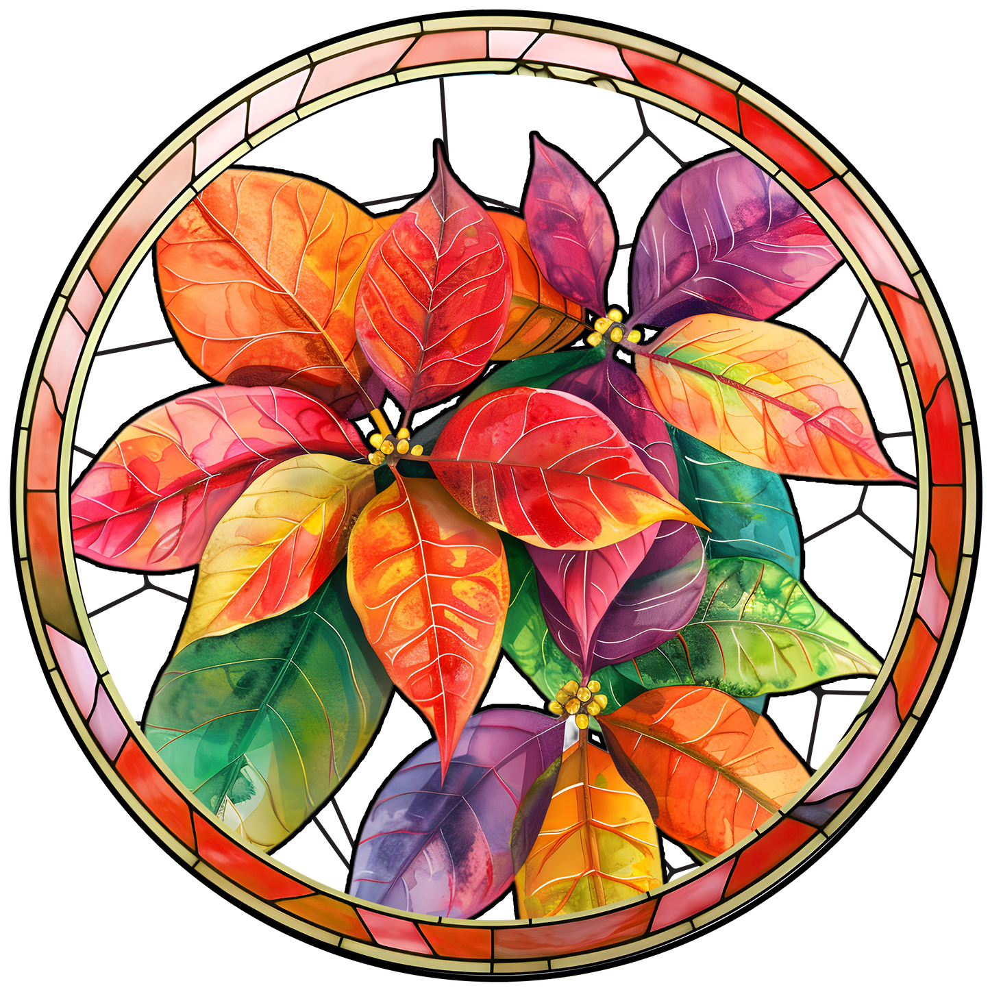 Customized Stained Glass Suncatcher with Birth Flower Design – Unique Window Decoration (Sun-03)