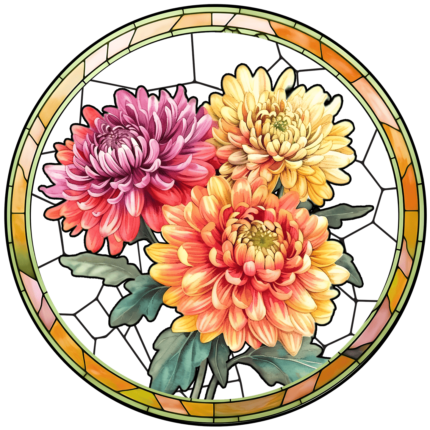 Customized Stained Glass Suncatcher with Birth Flower Design – Unique Window Decoration (Sun-03)