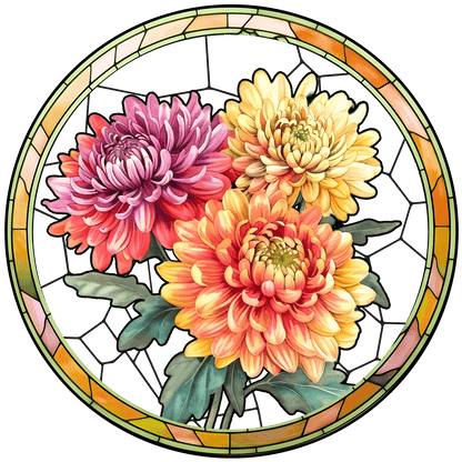 Customized Stained Glass Suncatcher with Birth Flower Design – Unique Window Decoration (Sun-03)