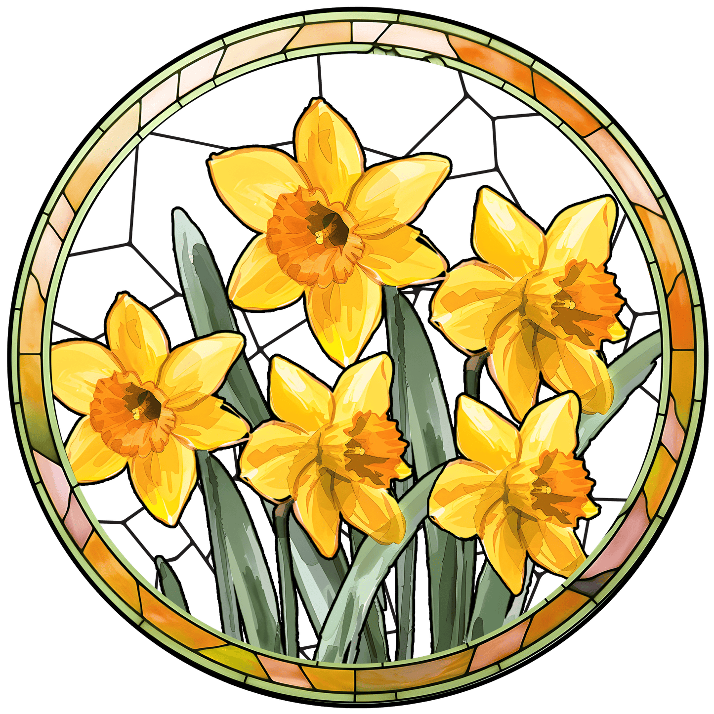 Customized Stained Glass Suncatcher with Birth Flower Design – Unique Window Decoration (Sun-03)