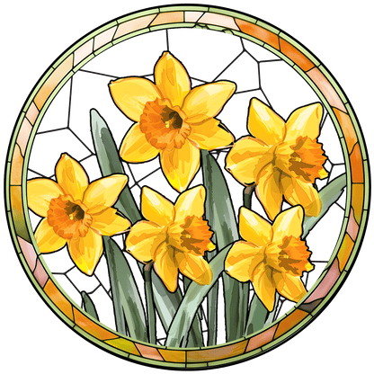 Customized Stained Glass Suncatcher with Birth Flower Design – Unique Window Decoration (Sun-03)