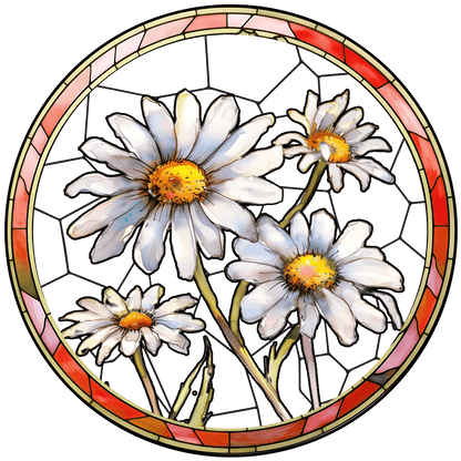 Customized Stained Glass Suncatcher with Birth Flower Design – Unique Window Decoration (Sun-03)
