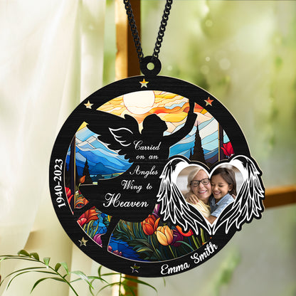 Personalized Angel Memorial Hanging Suncatcher, Custom Photo Ornament for Loss of Loved One, In Loving Memory Gift, Remembrance Keepsake, Sympathy Gift for Family (H-Sun-25)