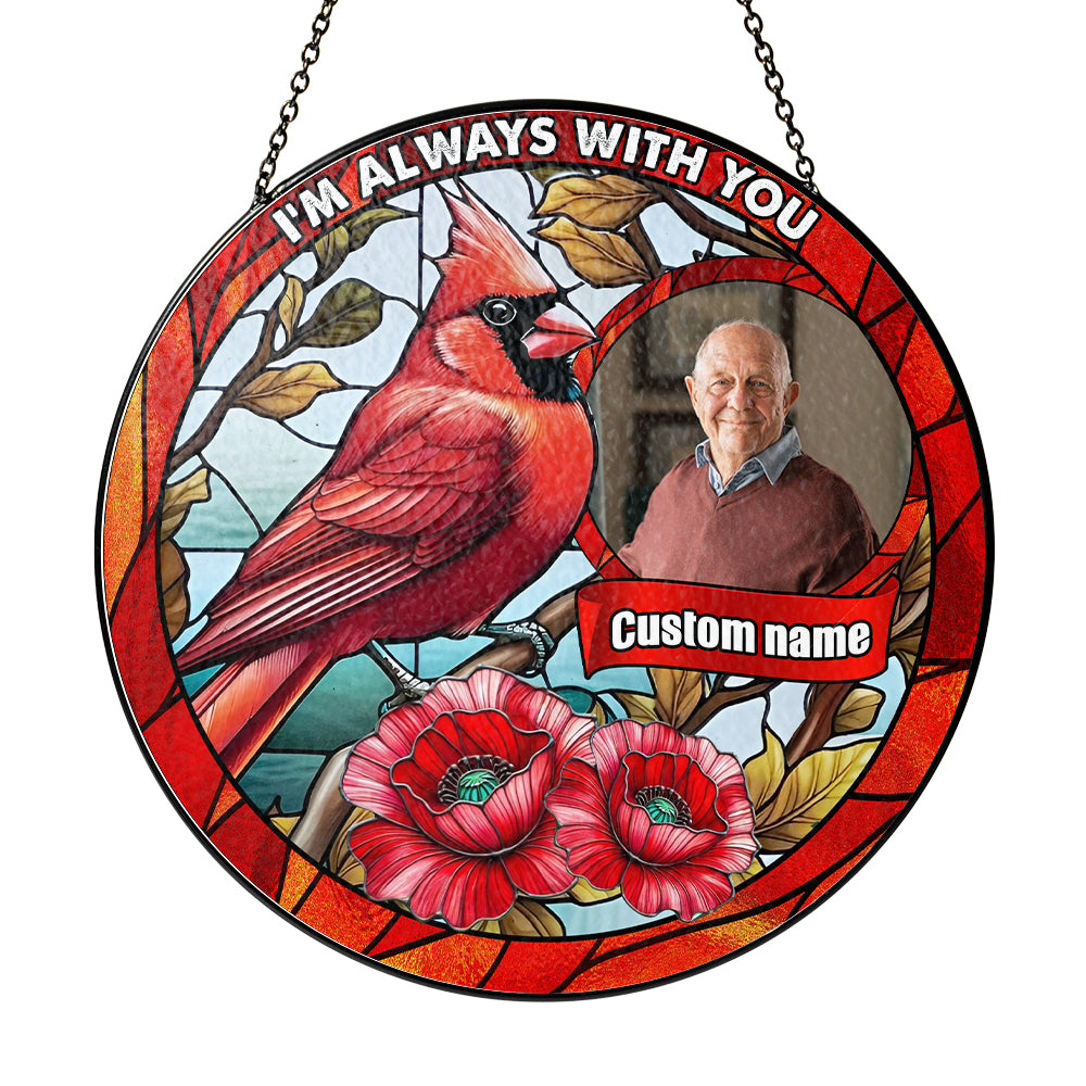 Personalized Cardinal Glass Suncatcher with Name and Date – A Beautiful Sympathy Gift to Remember Someone Special (Sun-33)