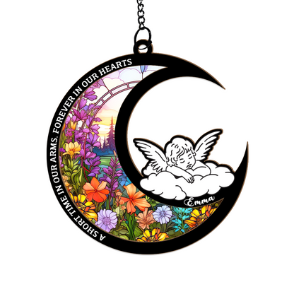 Personalized Baby Memorial Moon Ornament with Angel – Custom Keepsake for Infant Loss, Miscarriage, or Child Remembrance Gift (Sun-124)