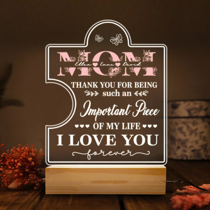 Birthday Gifts Mother's Day Gifts for Mum, Mum Gifts from Daugther Son, 3D Acrylic Night Light with Grateful Words to Mum, Birthday Present Gift Idea for Mom (MNL-10)