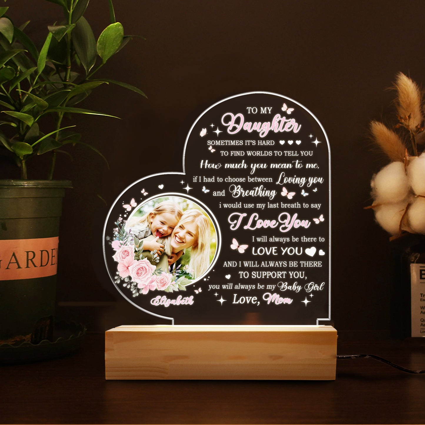 Engraved Mom Night Light for Daughter – Perfect Gift for Birthday, Mother's Day, or Just Because (MNL-01)