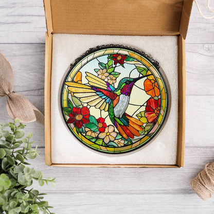 Stunning Custom Floral and Hummingbird Stained Glass Suncatcher, Personalized Window Decoration for Home and Garden (Sun-23)